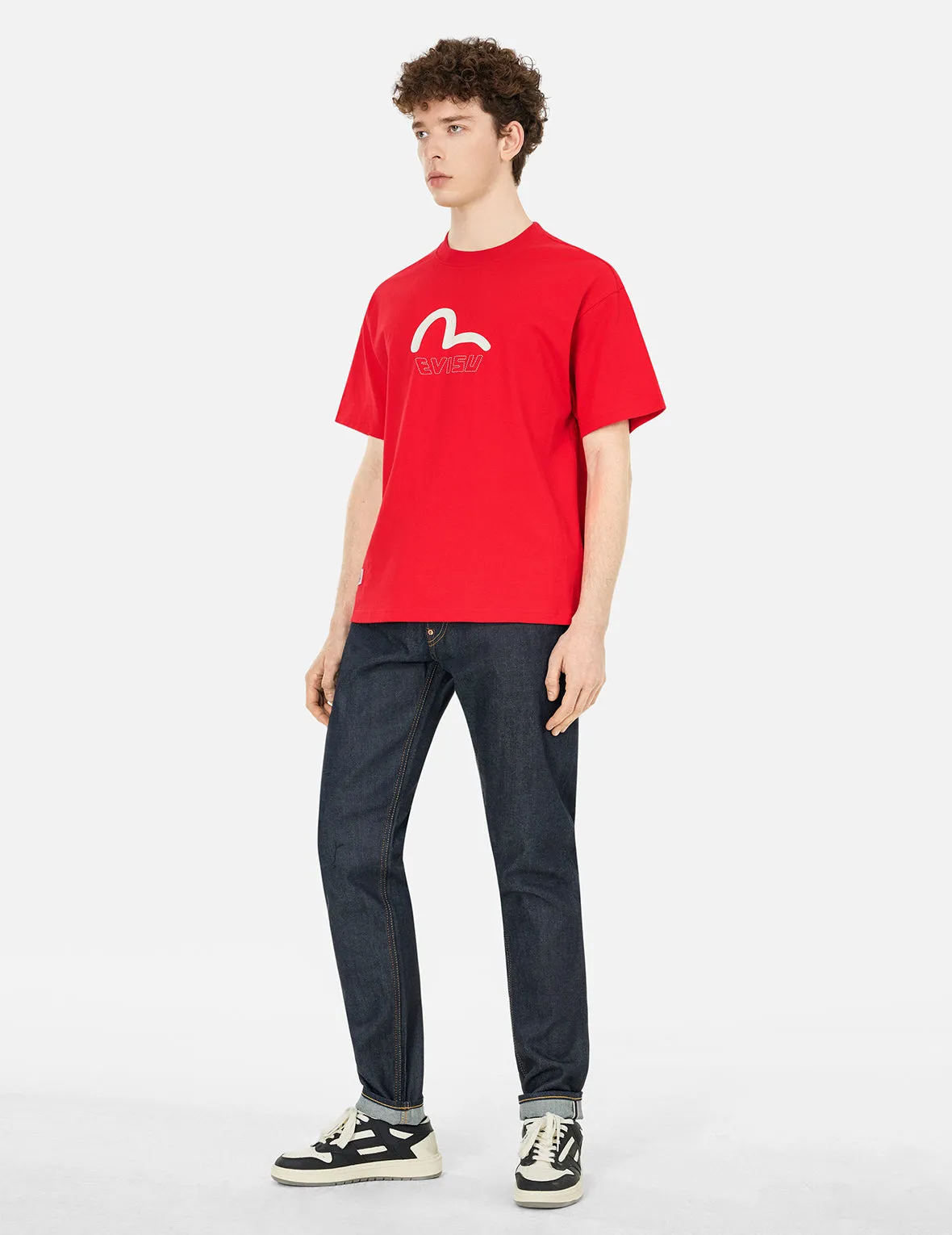 SPRING/ SUMMER COLLECTION 2025 Seagull Print and Stitched Logo Embroidery Relax Fit T-shirt