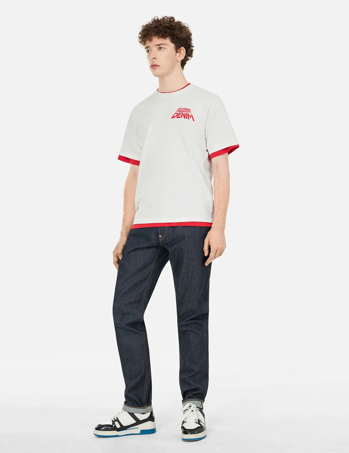 SPRING/ SUMMER COLLECTION 2025 Slogan Print with Godhead Appliqué Embroidery Regular Fit T-Shirt