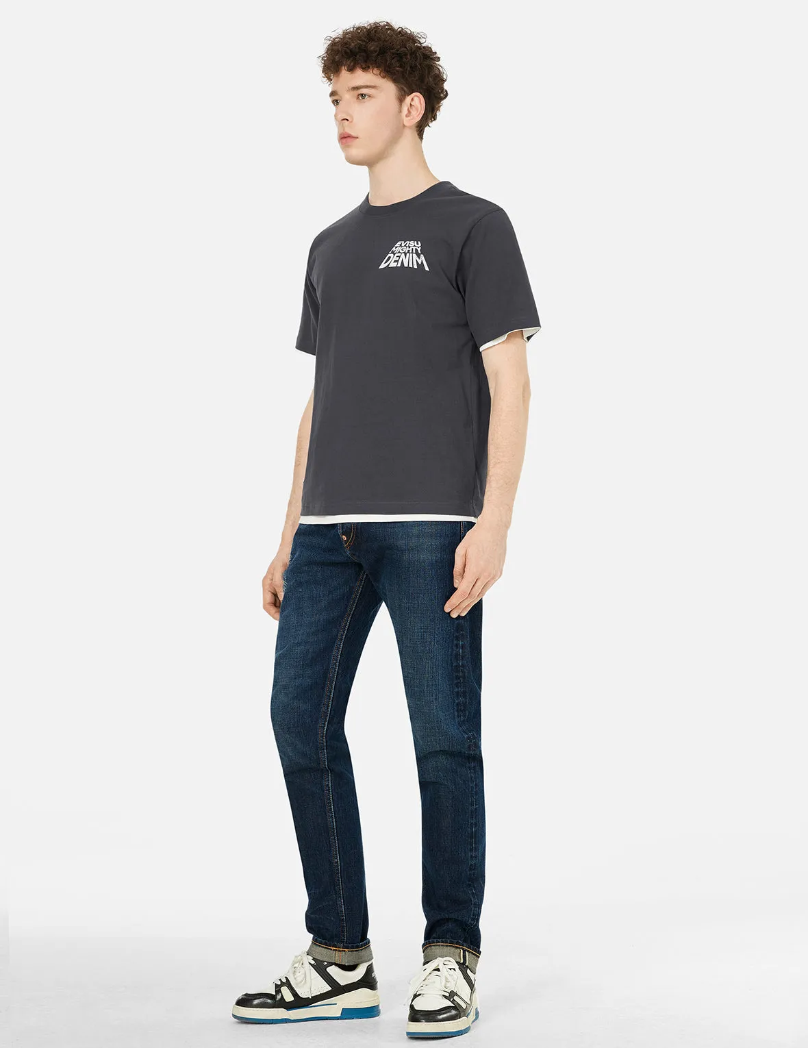 SPRING/ SUMMER COLLECTION 2025 Slogan Print with Godhead Appliqué Embroidery Regular Fit T-Shirt