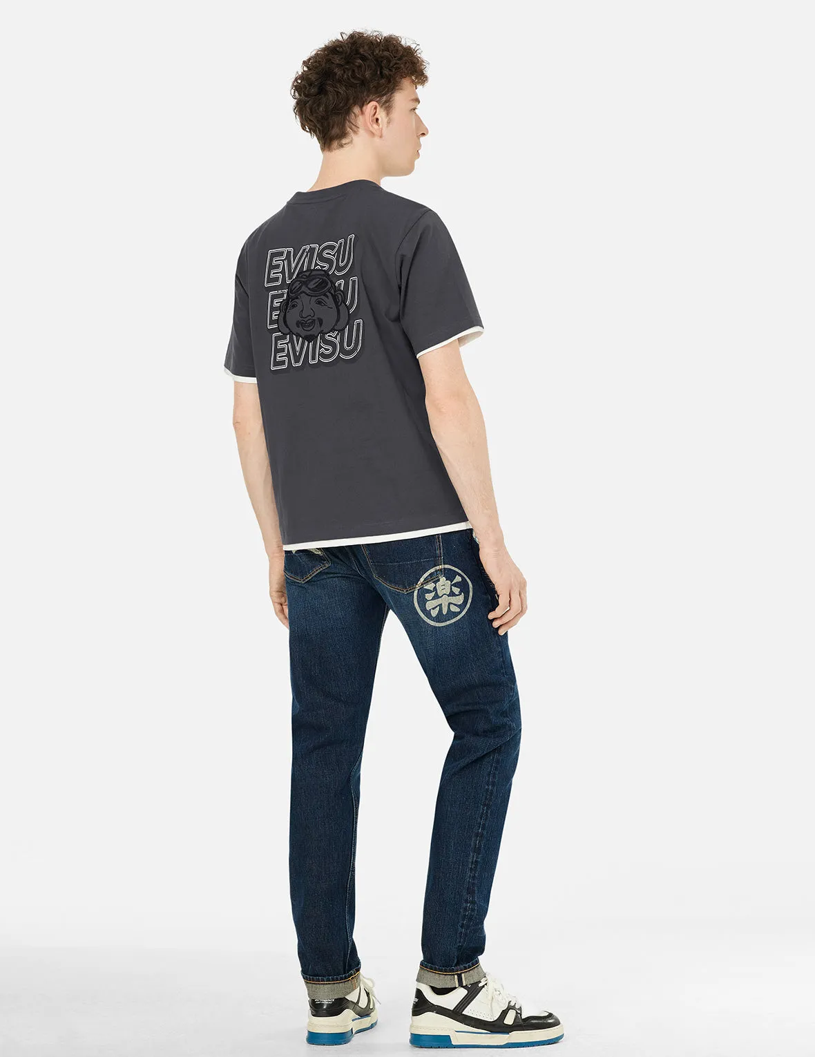 SPRING/ SUMMER COLLECTION 2025 Slogan Print with Godhead Appliqué Embroidery Regular Fit T-Shirt