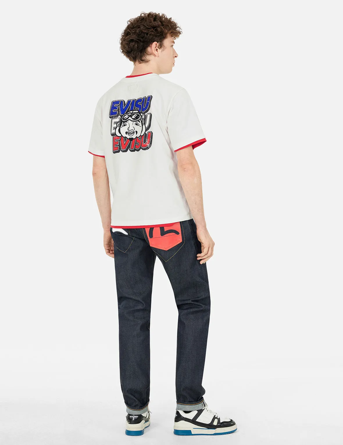 SPRING/ SUMMER COLLECTION 2025 Slogan Print with Godhead Appliqué Embroidery Regular Fit T-Shirt