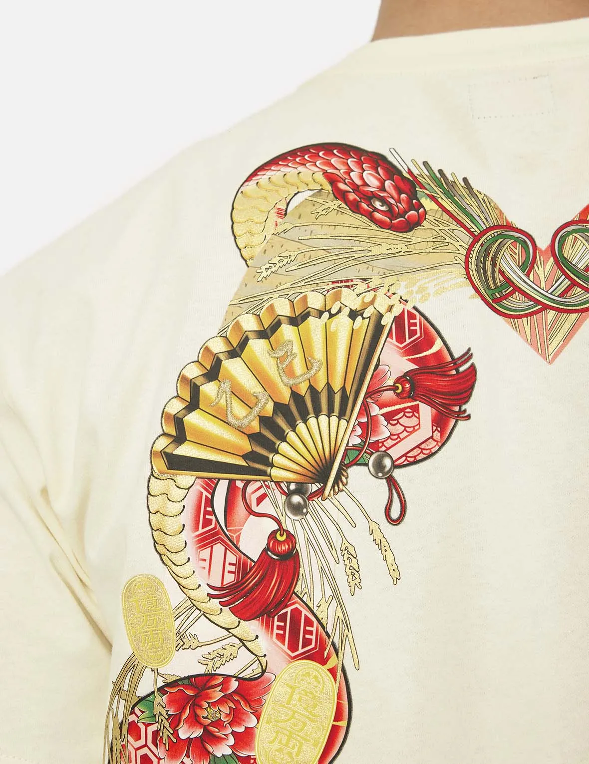 SPRING/ SUMMER COLLECTION 2025 Soaring Snake Daicock Print Relax Fit T-shirt - Cream