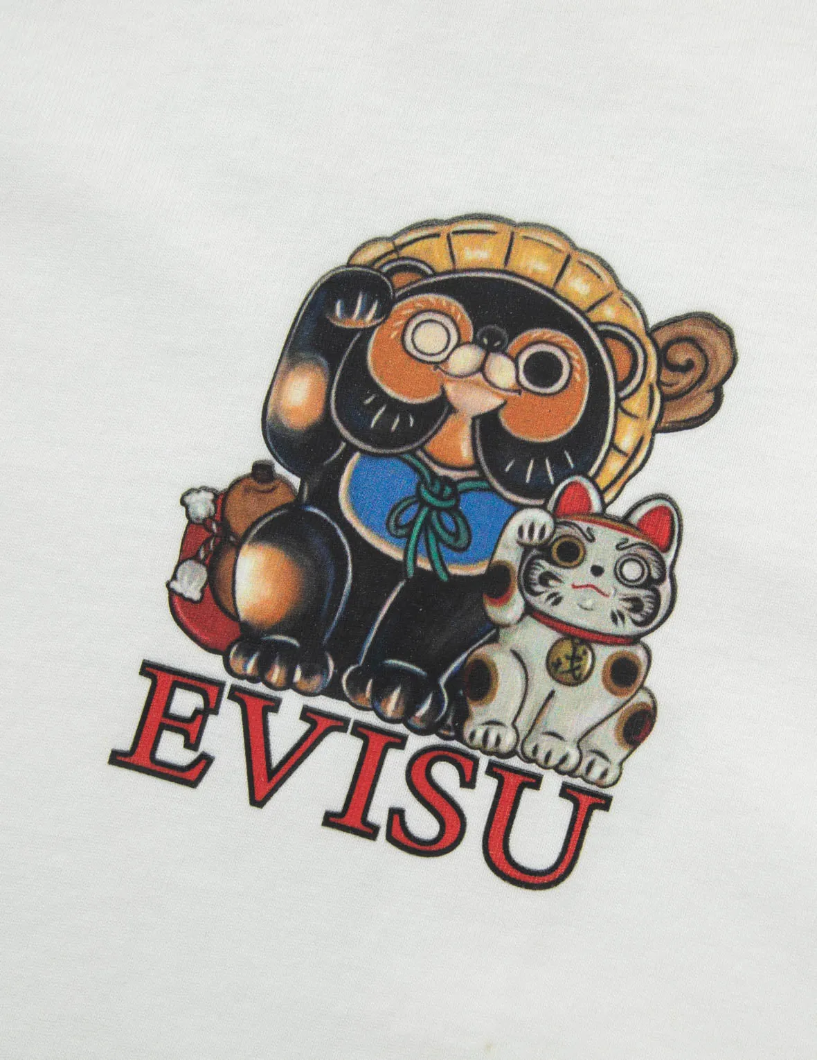 SPRING/ SUMMER COLLECTION 2025 Tanuki and Fortune Cat Print Loose Fit T-Shirt