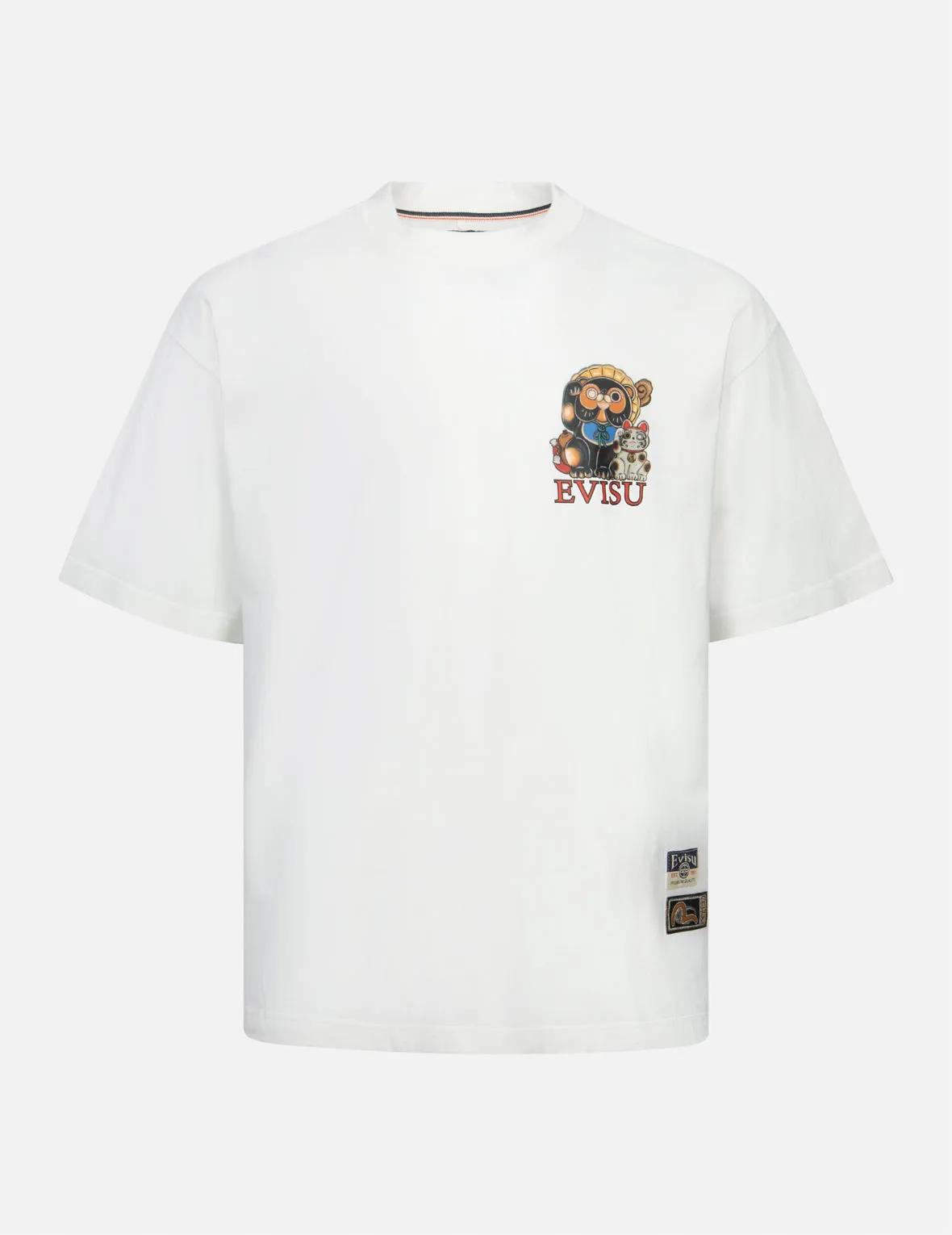 SPRING/ SUMMER COLLECTION 2025 Tanuki and Fortune Cat Print Loose Fit T-Shirt