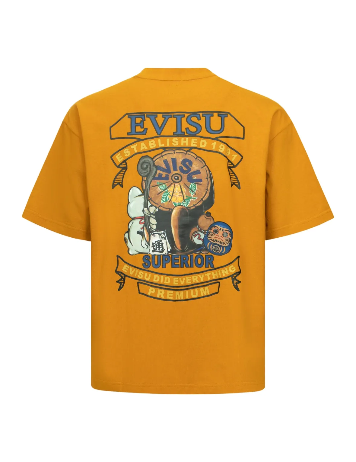 SPRING/ SUMMER COLLECTION 2025 Tanuki and Fortune Cat Print Loose Fit T-Shirt