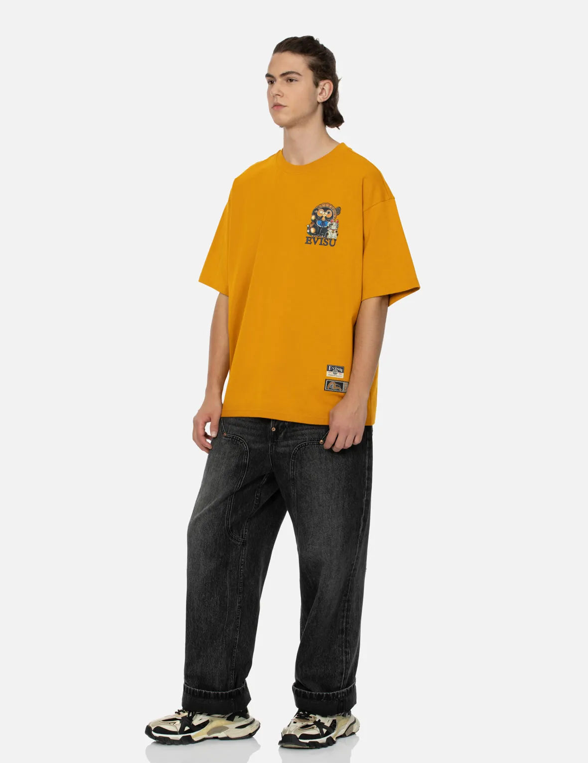 SPRING/ SUMMER COLLECTION 2025 Tanuki and Fortune Cat Print Loose Fit T-Shirt