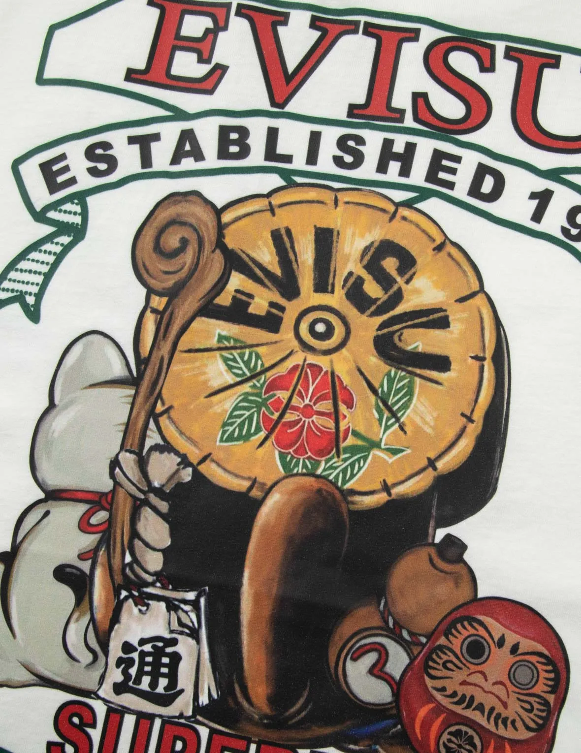 SPRING/ SUMMER COLLECTION 2025 Tanuki and Fortune Cat Print Loose Fit T-Shirt