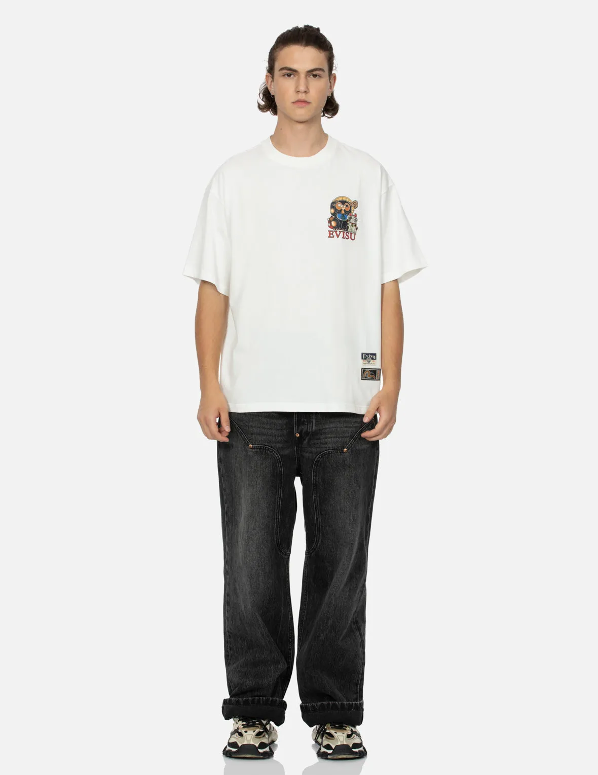 SPRING/ SUMMER COLLECTION 2025 Tanuki and Fortune Cat Print Loose Fit T-Shirt