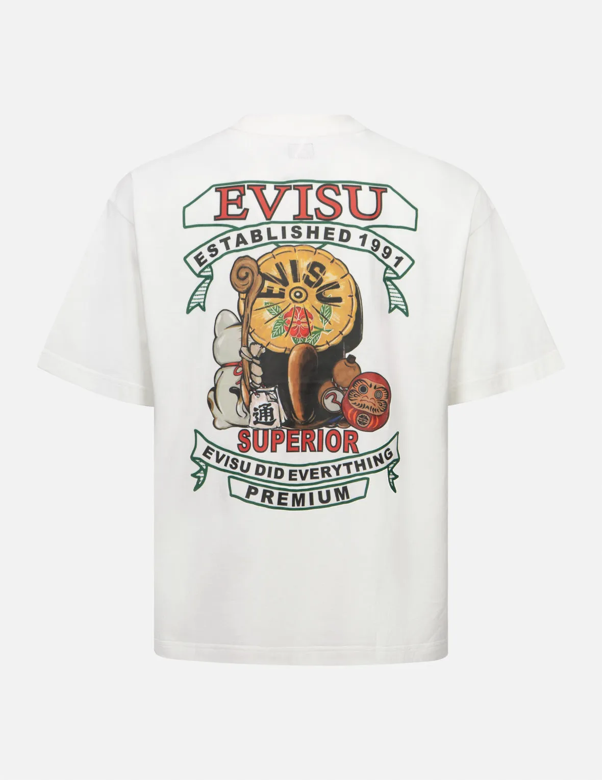SPRING/ SUMMER COLLECTION 2025 Tanuki and Fortune Cat Print Loose Fit T-Shirt