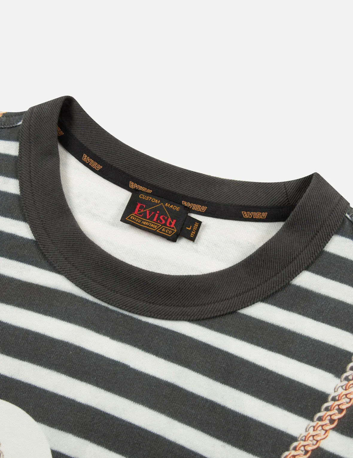 SPRING/ SUMMER COLLECTION 2025 Trompe-l'oeil and Seagull Print Loose Fit Stripe T-Shirt
