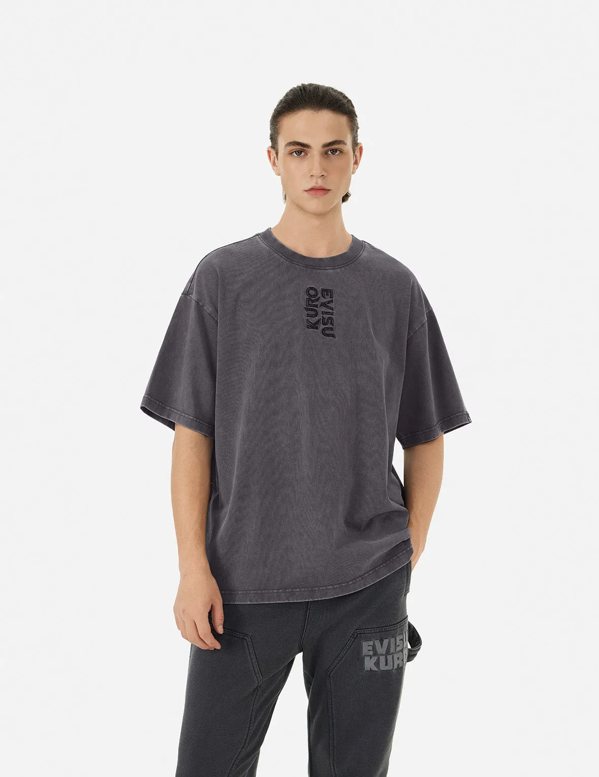 SPRING/ SUMMER COLLECTION 2025 Washed Logo Embroidery and Print Loose Fit T-shirt