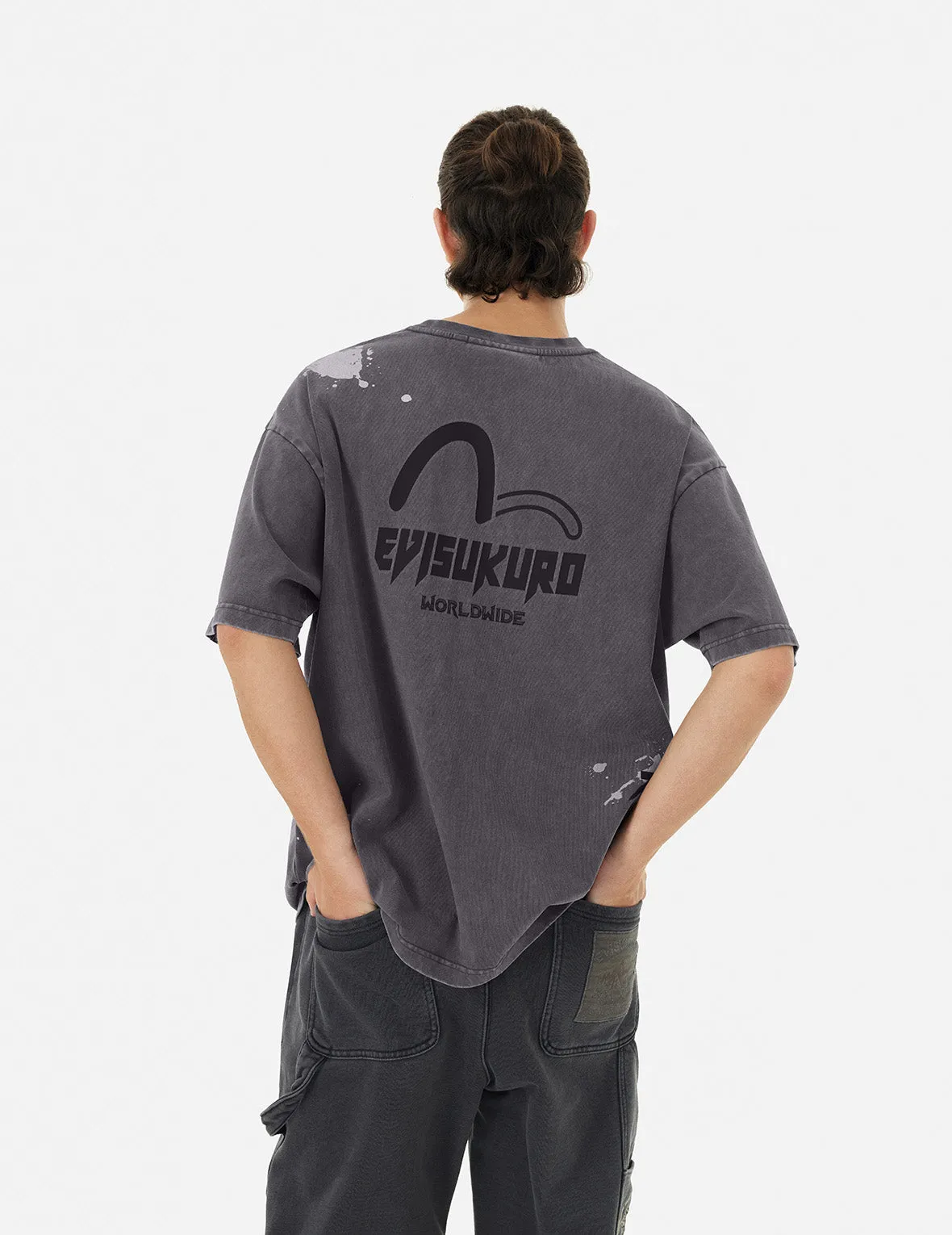SPRING/ SUMMER COLLECTION 2025 Washed Logo Embroidery and Print Loose Fit T-shirt