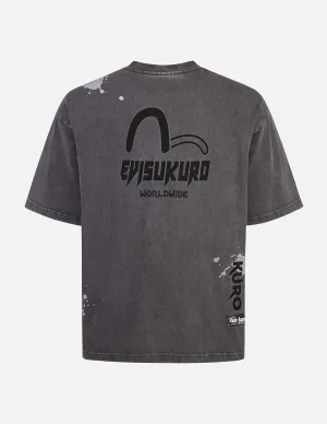 SPRING/ SUMMER COLLECTION 2025 Washed Logo Embroidery and Print Loose Fit T-shirt
