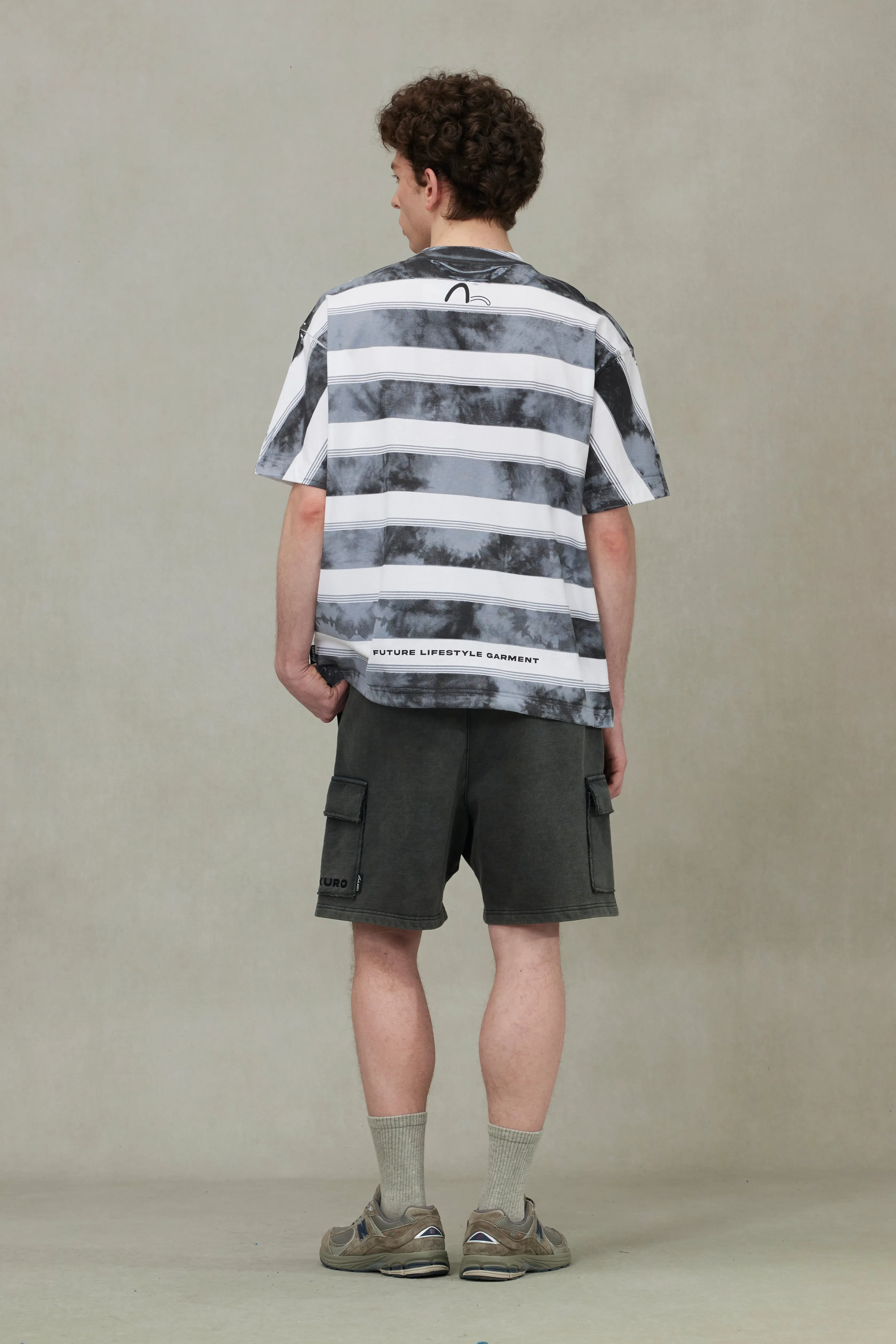 SPRING/ SUMMER COLLECTION 2025 Washed Tie-Dye Stripe Loose Fit T-shirt