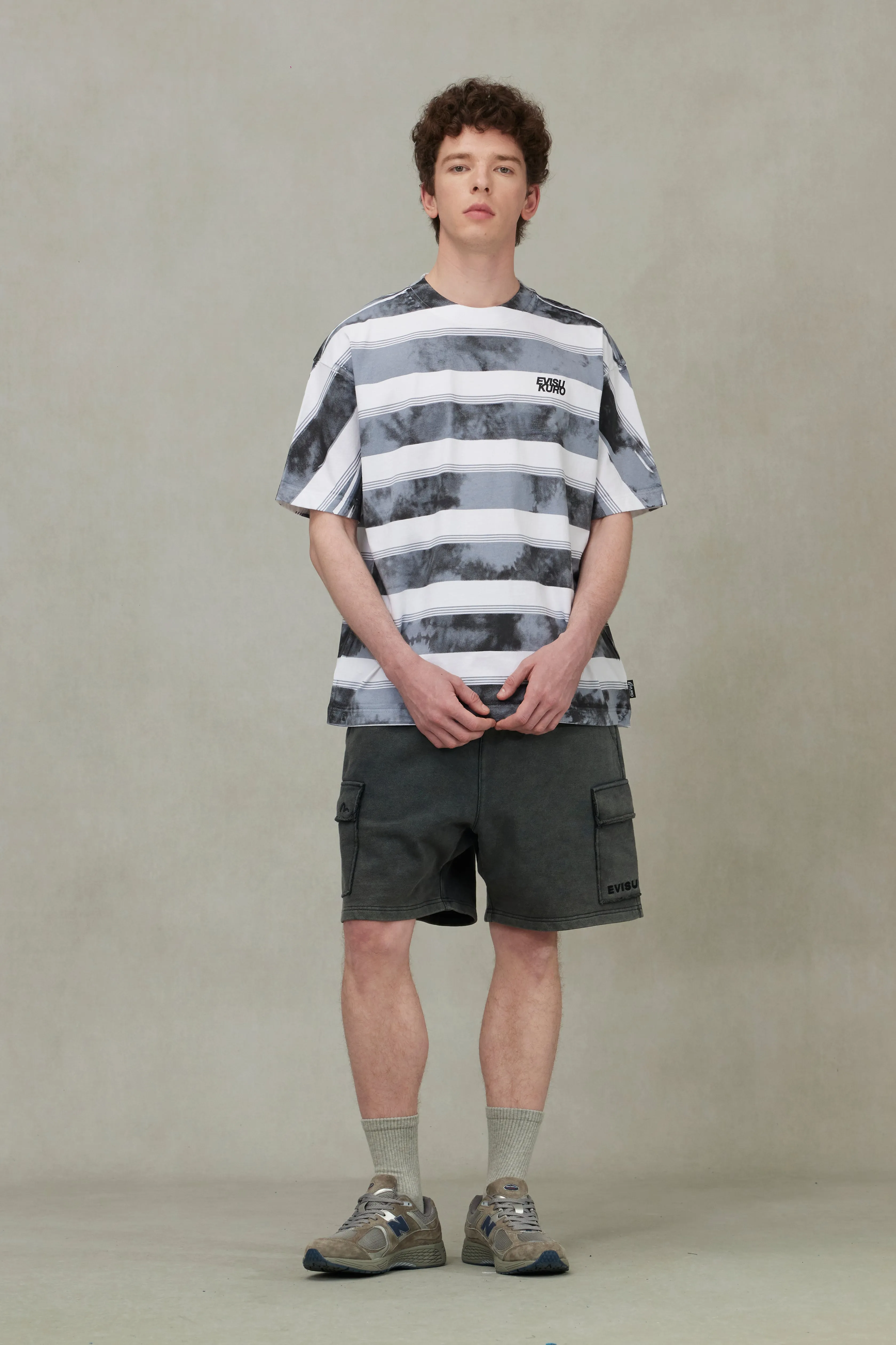 SPRING/ SUMMER COLLECTION 2025 Washed Tie-Dye Stripe Loose Fit T-shirt
