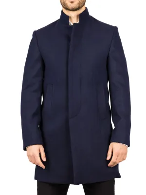 Stand Collar Wool Blend Overcoat Classic Trench Coat Winter Jacket