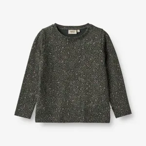 T-Shirt Manna - black coal small flowers Wheat