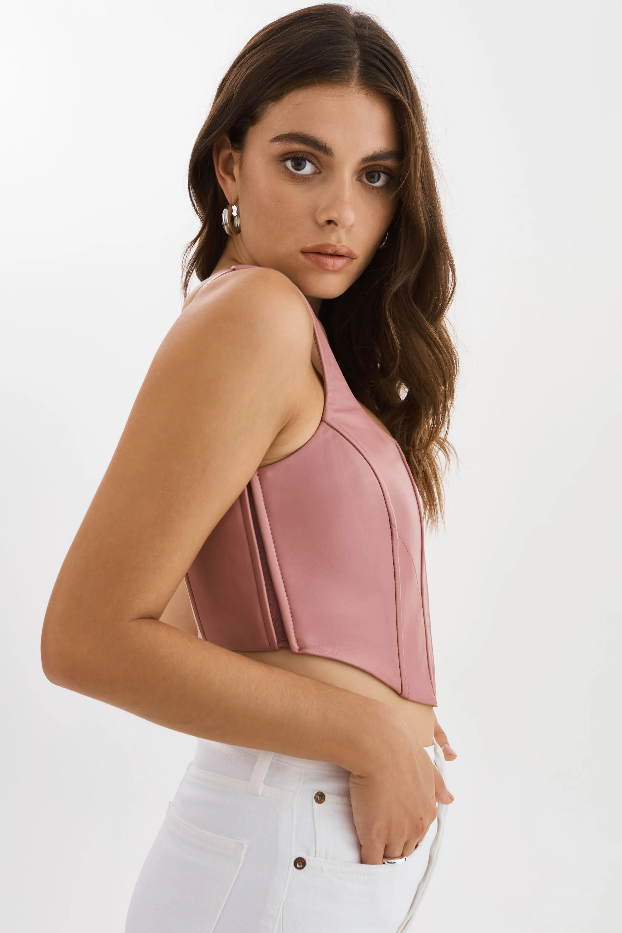 TABIA | Leather Corset Top