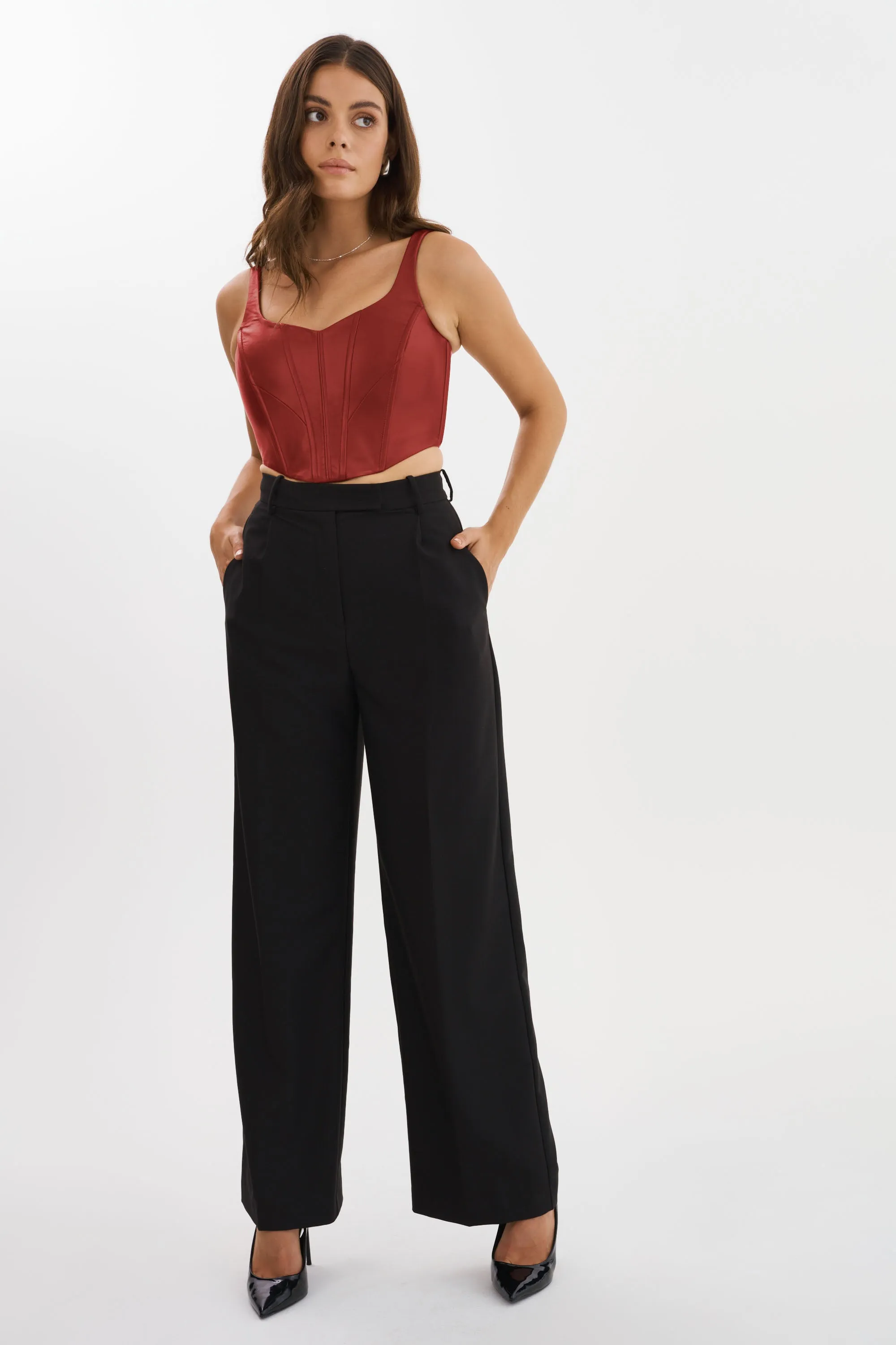 TABIA | Leather Corset Top