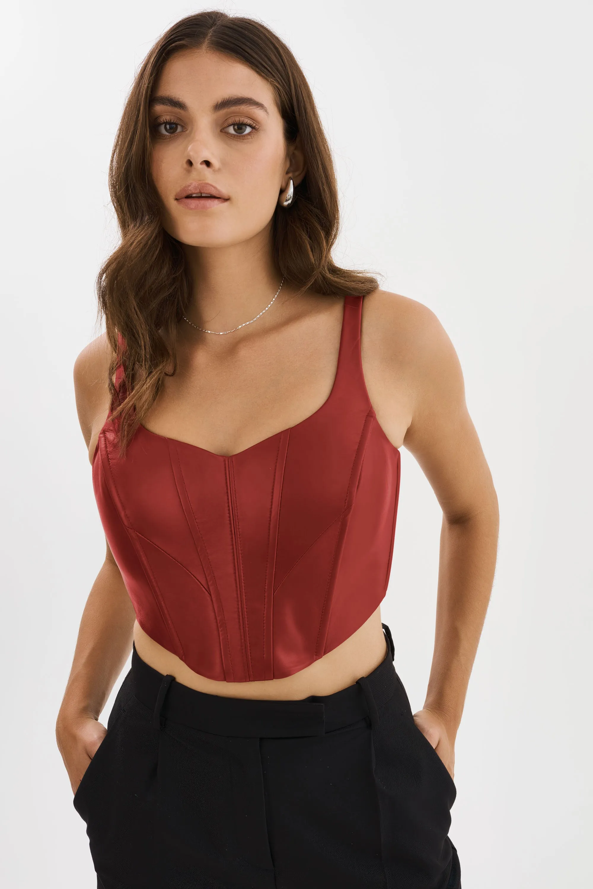 TABIA | Leather Corset Top