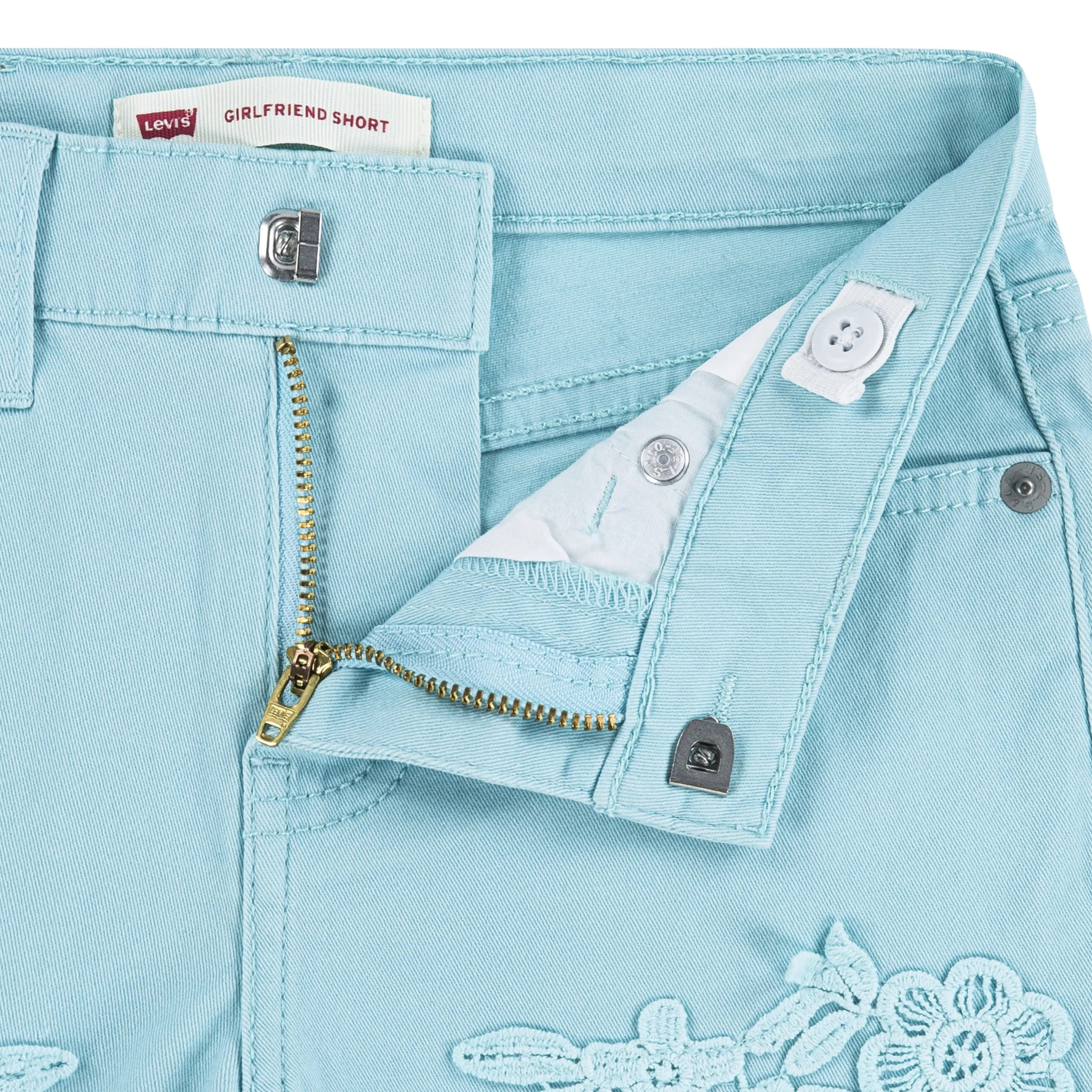 Teal Blue Embroidered Shorts