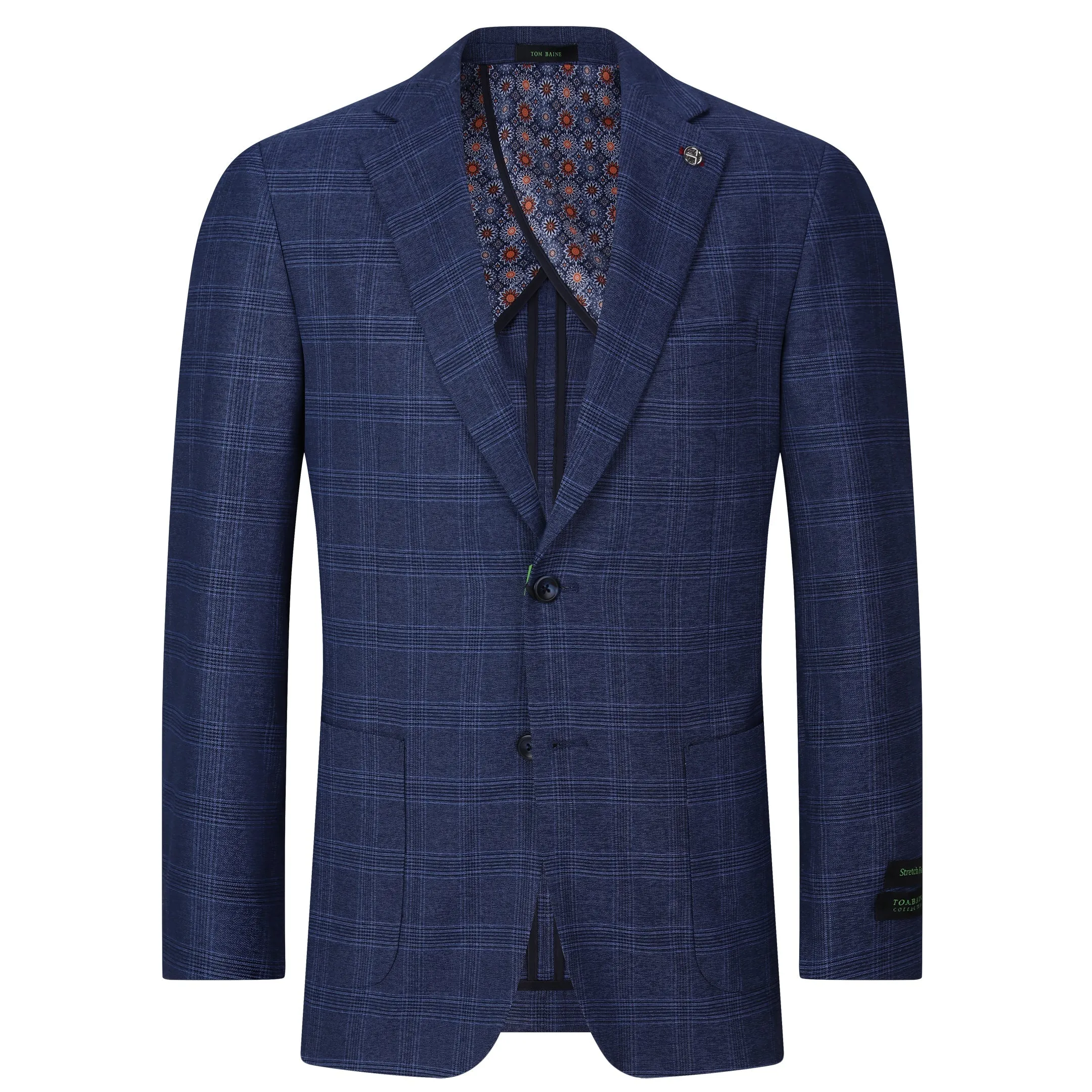 Tom Baine Men Performance Plaid Knit Stretch Sport Coat