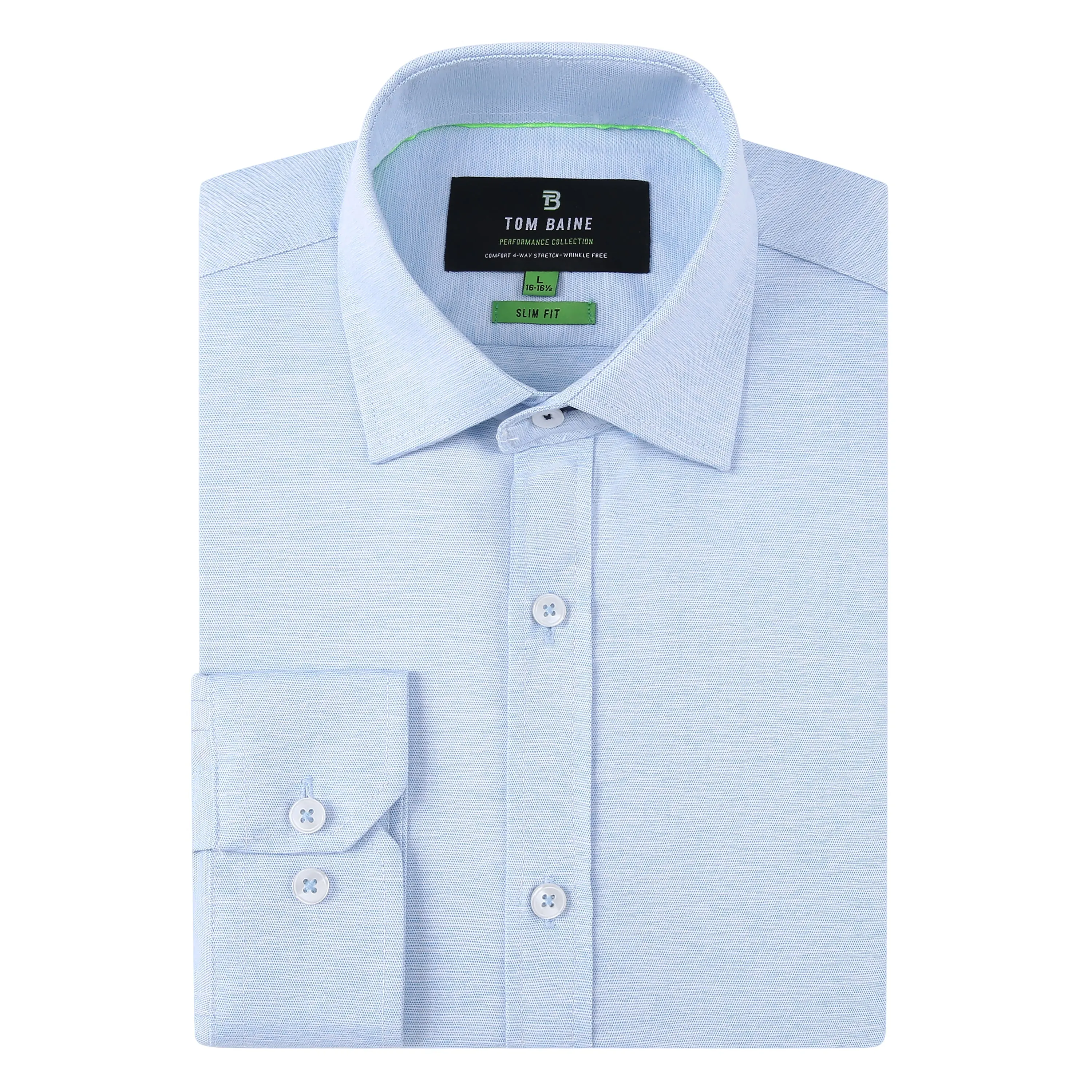Tom Baine Solid Linen Feel Long Sleeve Button Down