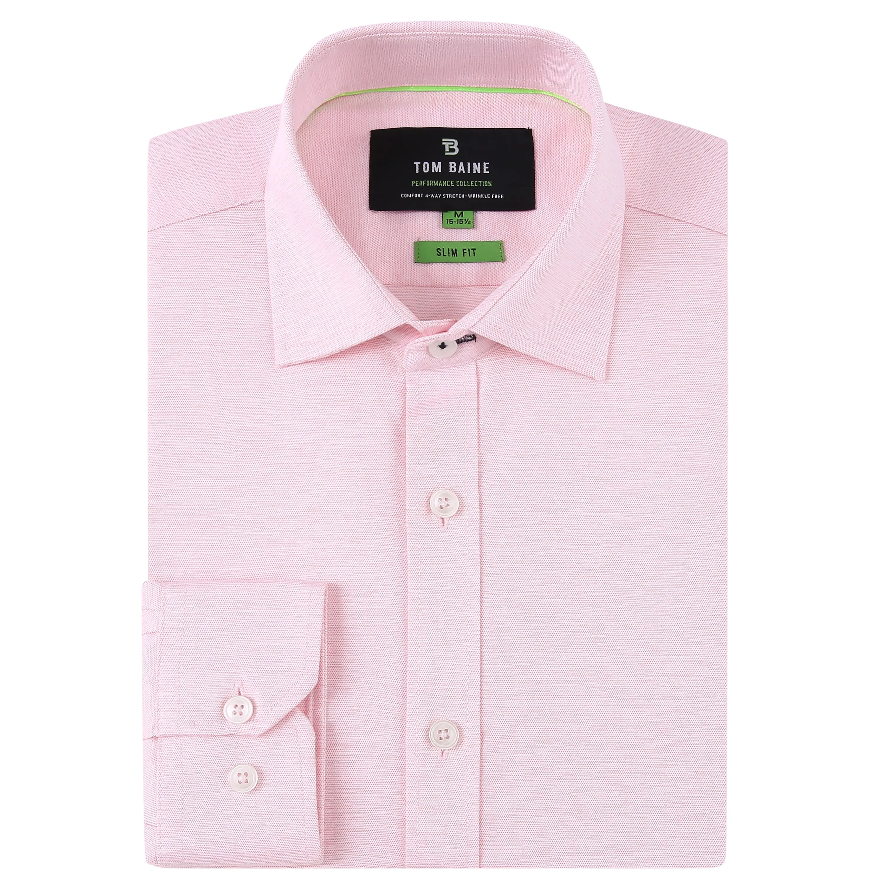 Tom Baine Solid Linen Feel Long Sleeve Button Down