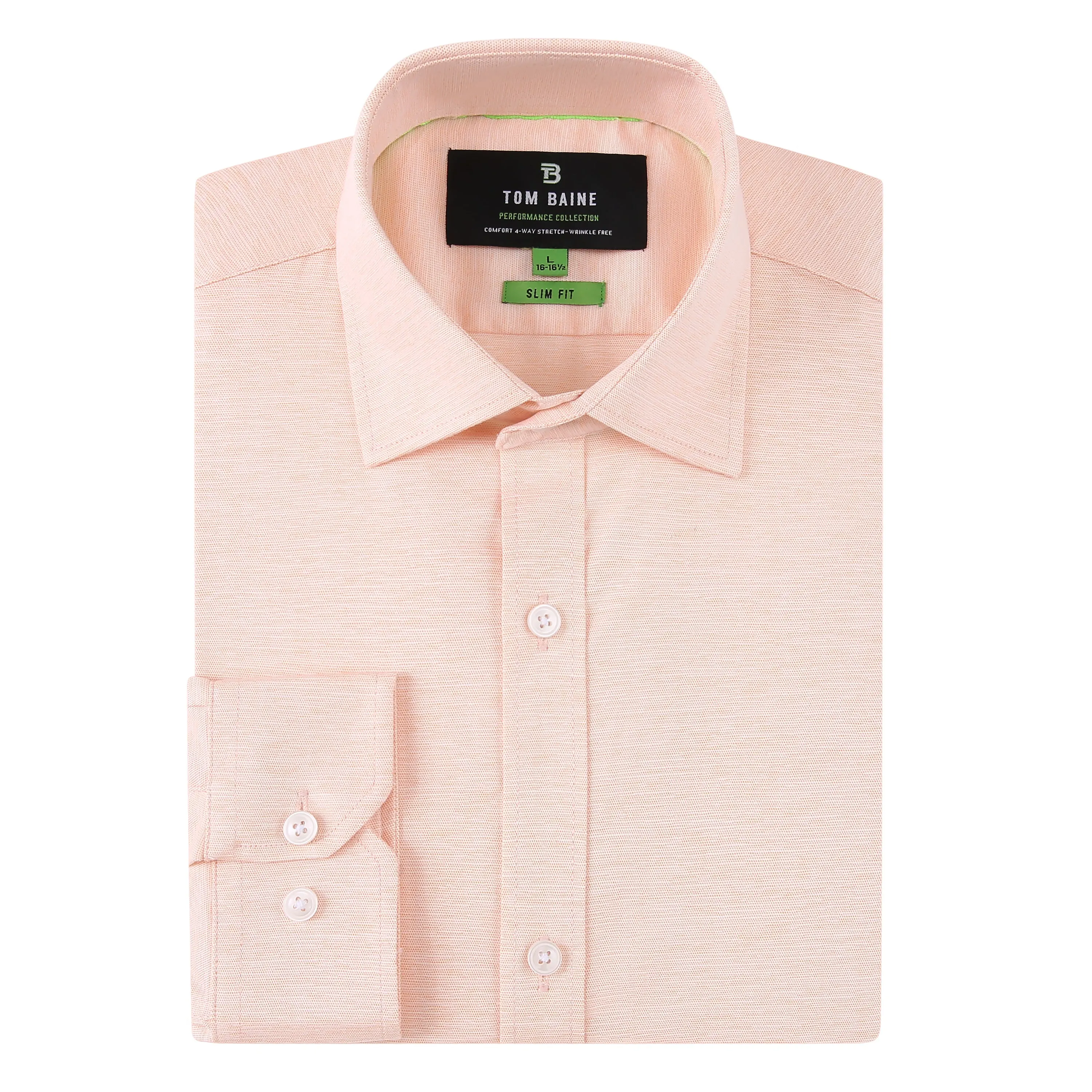 Tom Baine Solid Linen Feel Long Sleeve Button Down