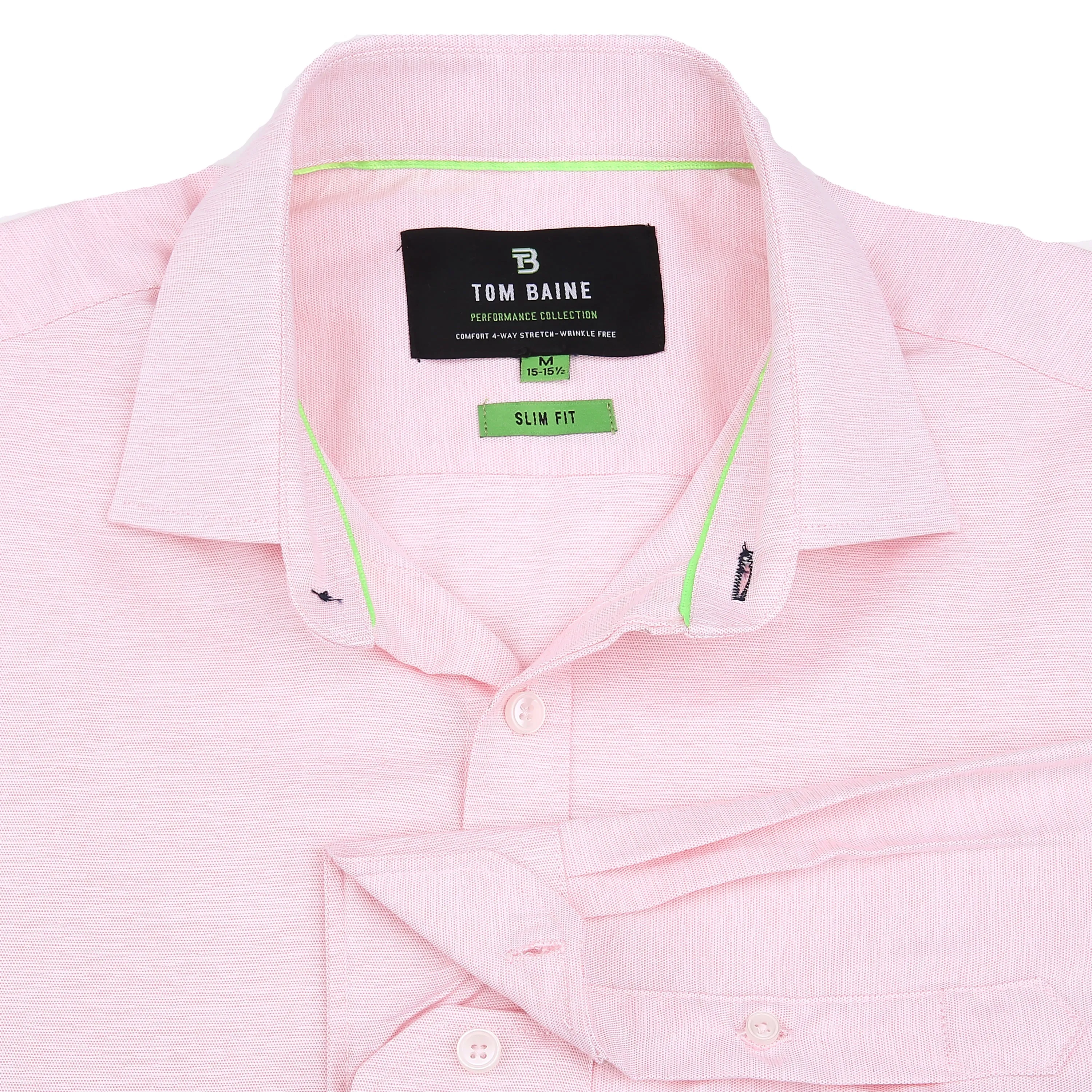 Tom Baine Solid Linen Feel Long Sleeve Button Down