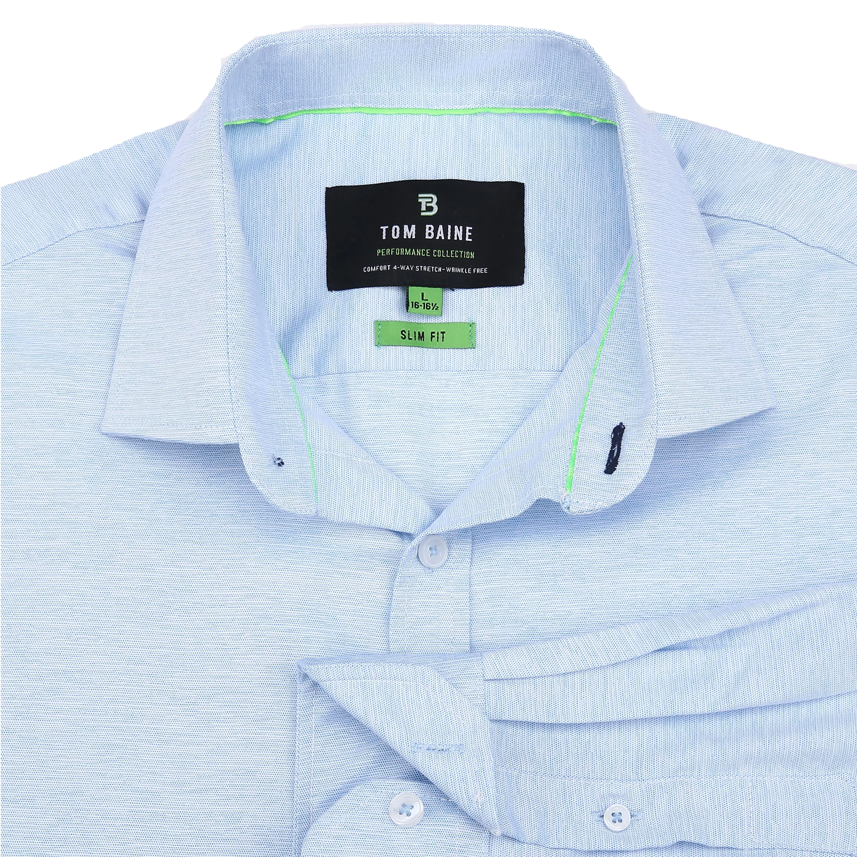 Tom Baine Solid Linen Feel Long Sleeve Button Down