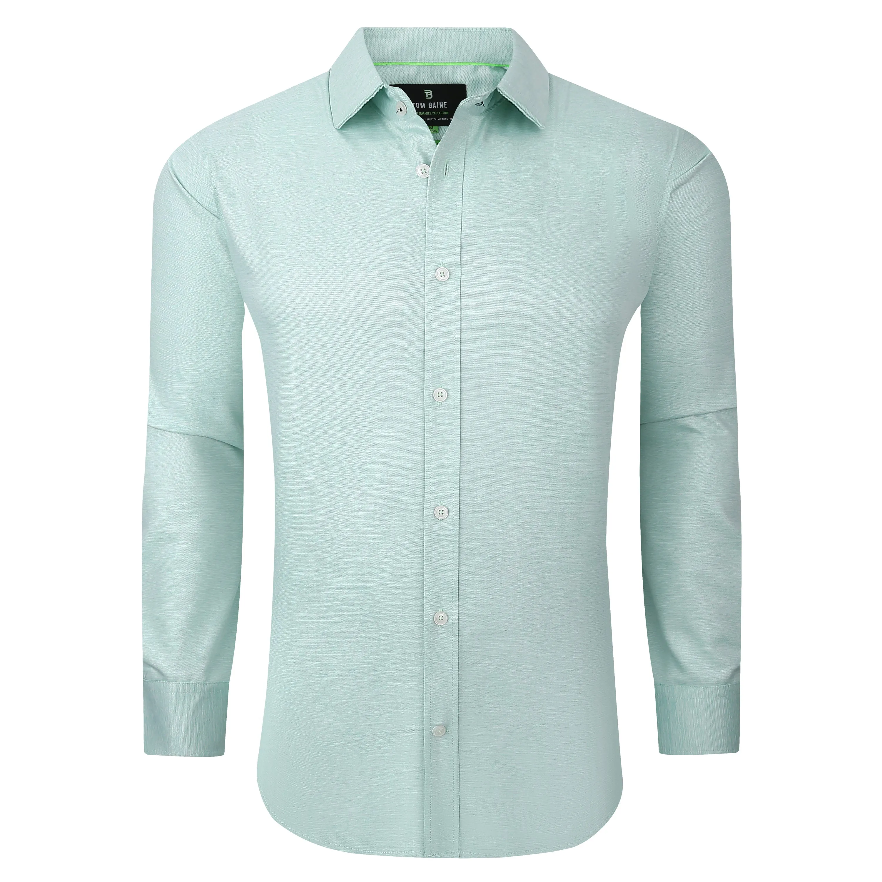 Tom Baine Solid Linen Feel Long Sleeve Button Down