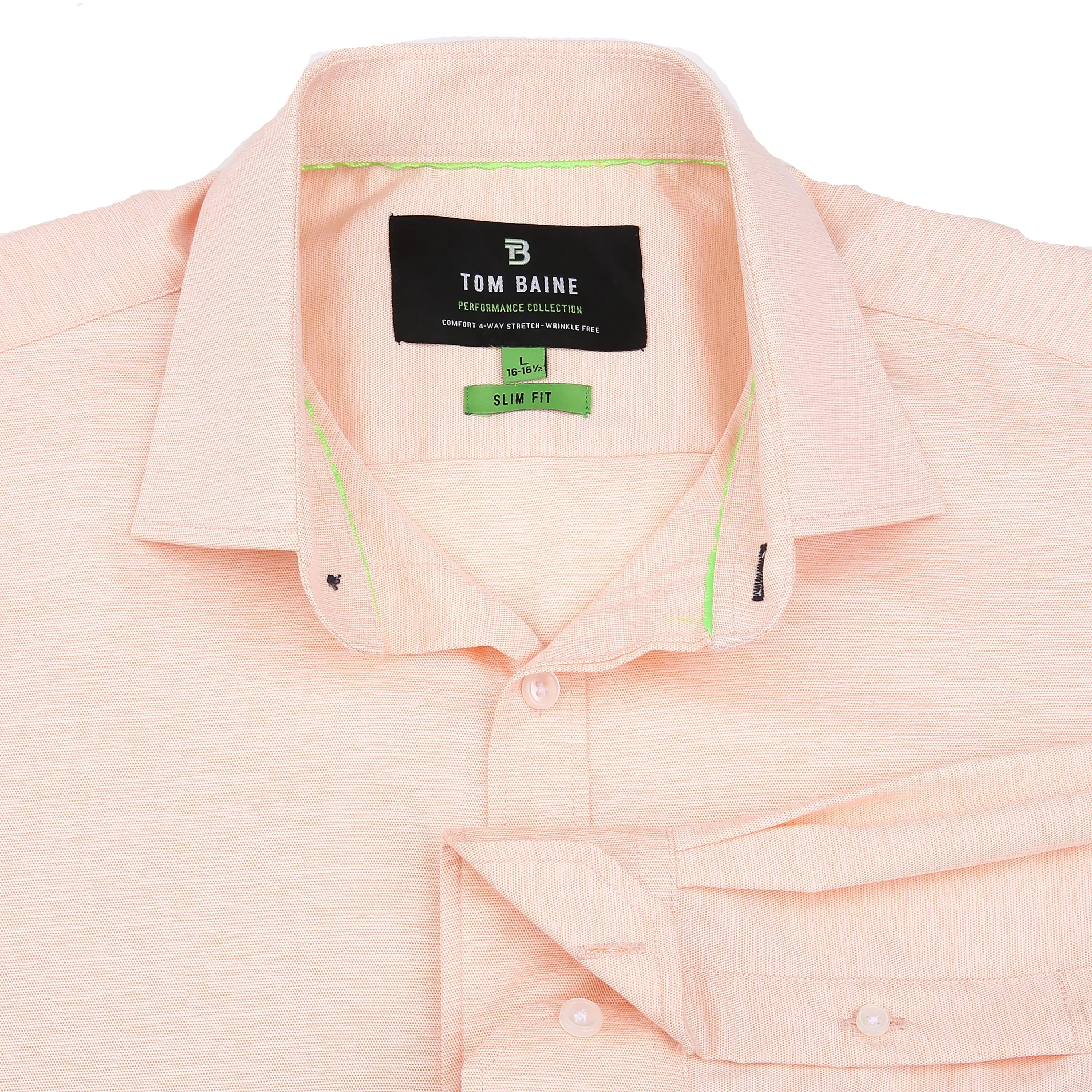 Tom Baine Solid Linen Feel Long Sleeve Button Down