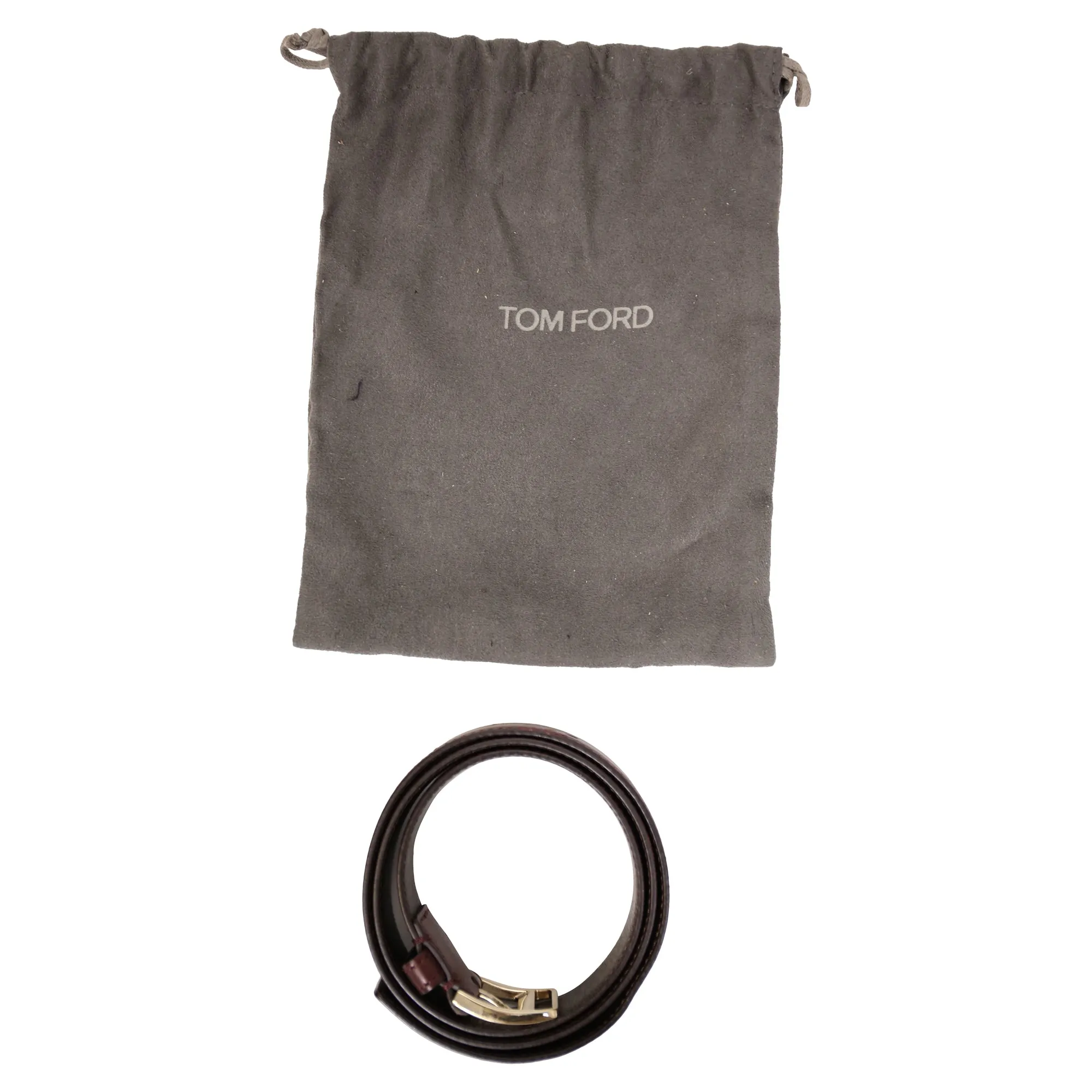 Tom Ford Basic Buckled Belt in Burgundy Leather